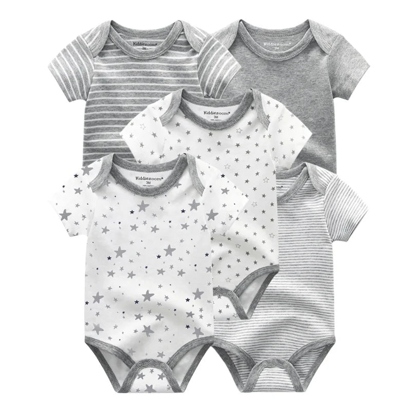 5pcs Short Sleeve Baby Bodysuits
