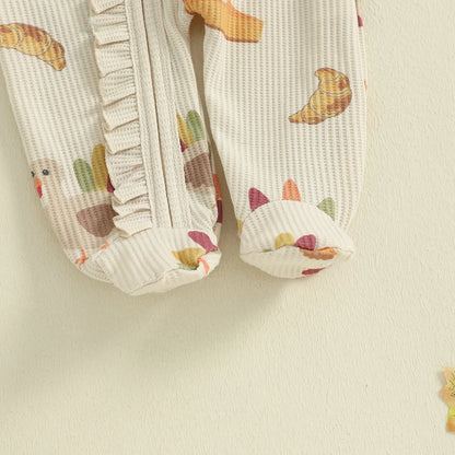 Baby Girl Thanksgiving Zipper Romper
