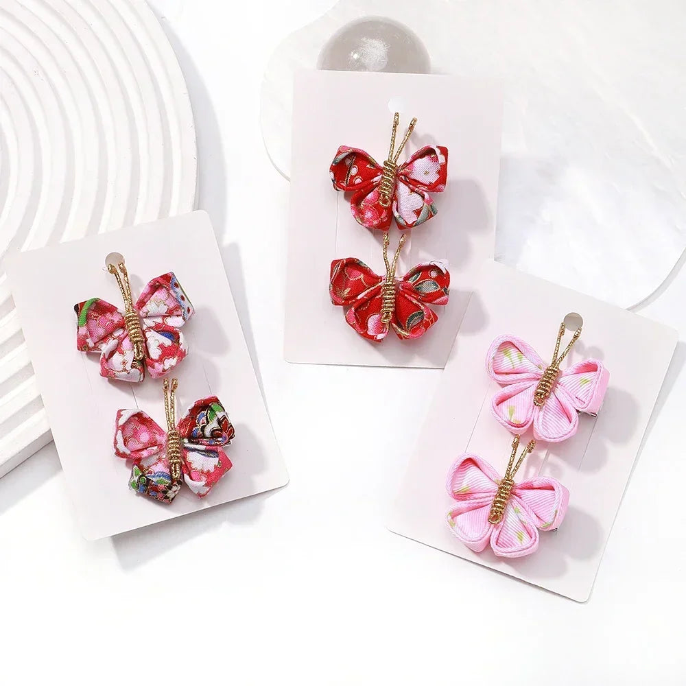 2pcs/set Butterfly Gradient Flocking Hairpins