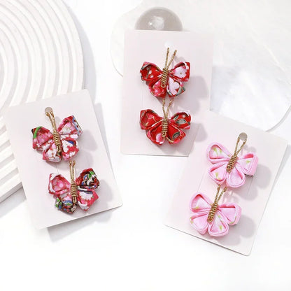 2pcs/set Butterfly Gradient Flocking Hairpins
