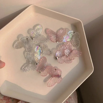 5Pcs  Transparent Butterfly Pink Hairpin