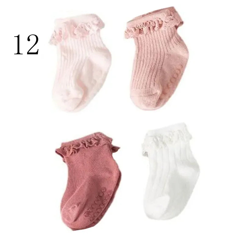 4Pair/lot Baby non-slip cotton socks
