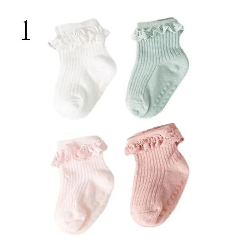 4Pair/lot Baby non-slip cotton socks