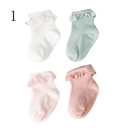 4Pair/lot Baby non-slip cotton socks