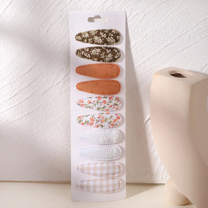 10Pcs/Lot Cotton Alloy Hair Clips for Kids