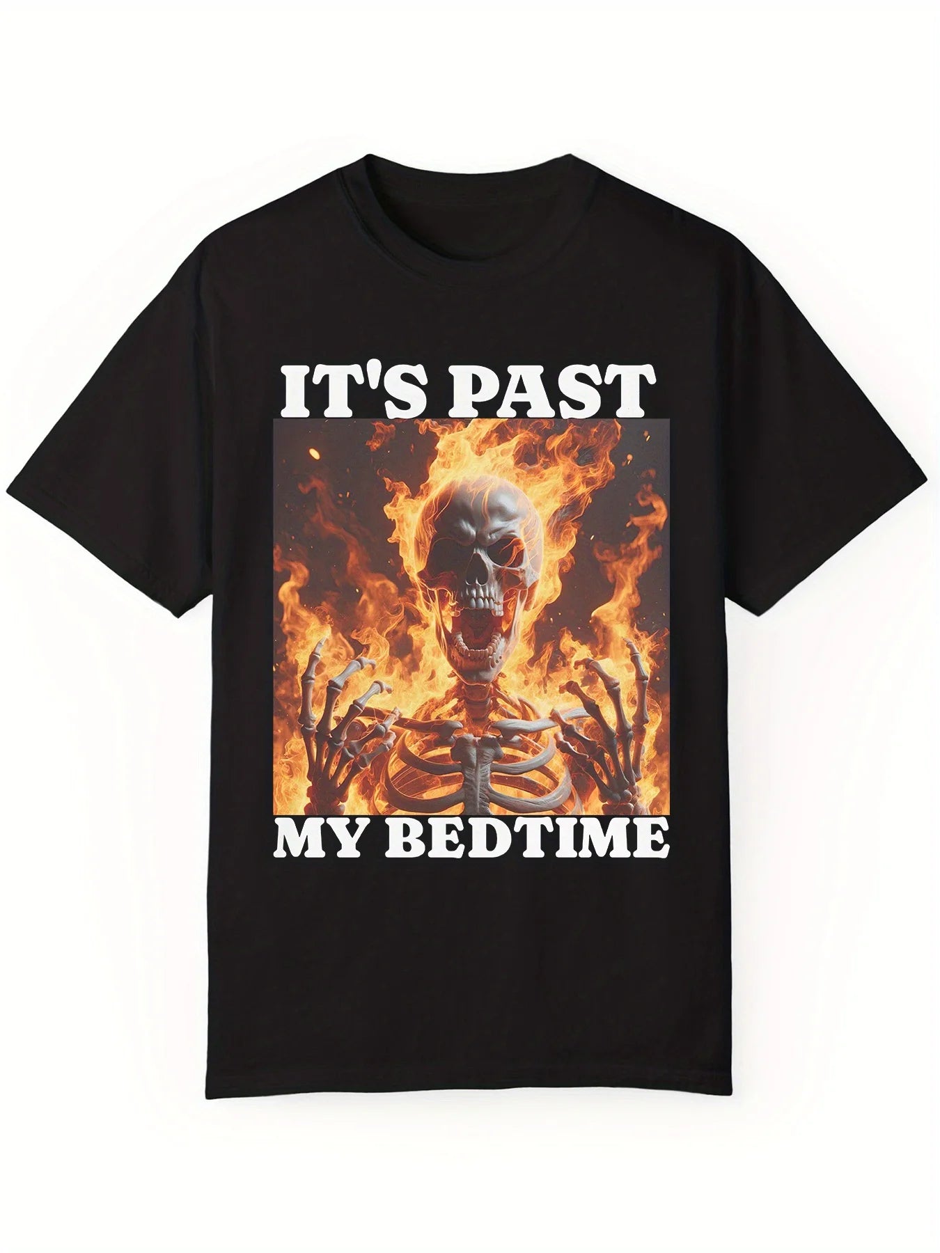 Men's Skull In Fire Crew Neck Short Sleeve