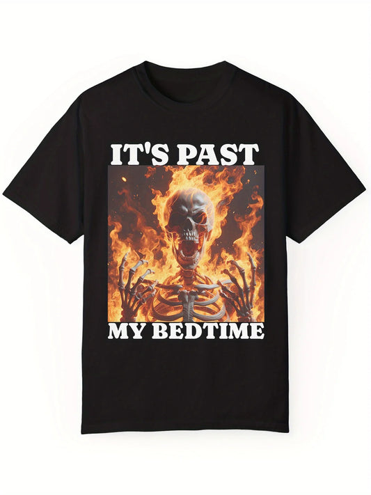 Men's Skull In Fire Crew Neck Short Sleeve