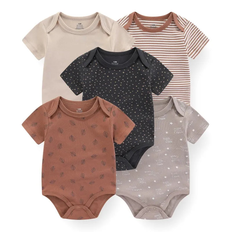 5pcs Short Sleeve Baby Bodysuits